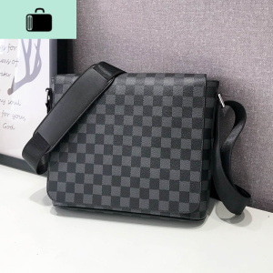 潮款男包欧美时尚男士包包单肩包休闲斜挎包格子小背包竖款跨包男NEW LAKE男士斜挎包