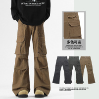 美式cleanfit微喇色布牛仔裤男女款嘻哈多口袋工装裤子青年潮牌装