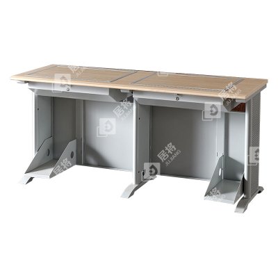 居将 JJ4012420 隐藏式翻转电脑桌培训桌教室机房多媒体学习桌办公桌C款双人位