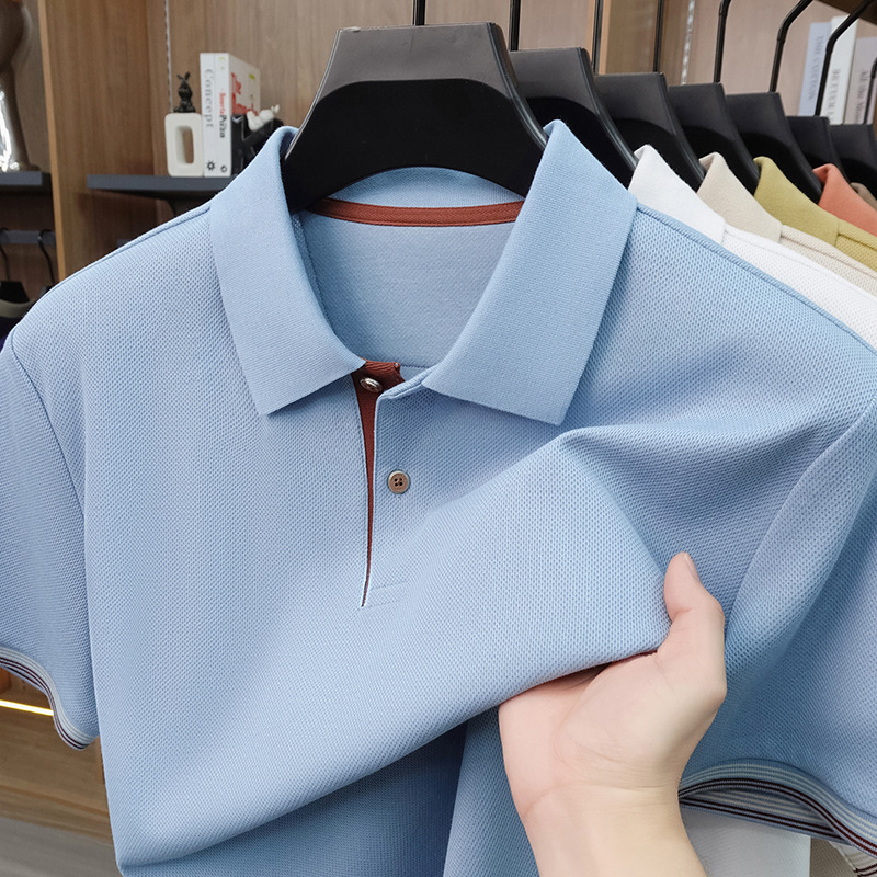 丝光棉polo衫男款2026夏季新款翻领休闲透气简约长绒棉短袖男T恤
