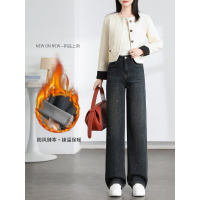 复古牛仔裤女冬季新款高腰宽松筒裤显瘦直筒阔腿裤
