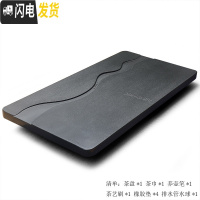 三维工匠天然整块乌金石茶盘功夫茶具套装家用简约大茶海小茶台石材排水式 水云天[100*50*3]