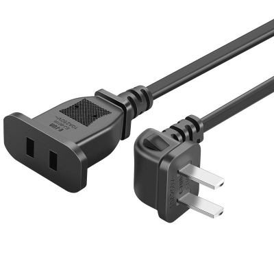 苏宁放心购优束两眼电源延长线二芯公对母弯头电视机插头2孔插座加长连接弯头黑色3米