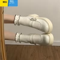 聚范法式玛丽珍小皮鞋女2024年新款百搭一字扣带厚底粗跟高跟单鞋