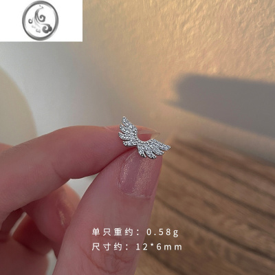 JiMi耳钉银银女超闪耳骨钉养耳洞小众设计感高级独特耳环月亮雪花耳饰