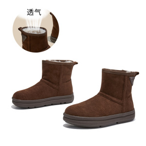 新款冬季加绒加厚雪地靴女款厚底瘦瘦短筒靴休闲复古棉鞋短靴