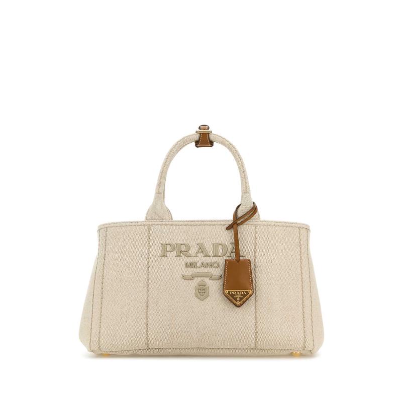 普拉达(PRADA)女士牛皮帆布拼接单肩包耐用百搭配饰休闲手提斜挎