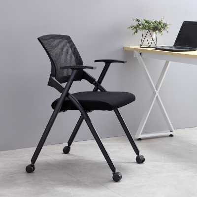 易企采 折叠培训椅带轮会议椅带新闻椅学校会议室折叠椅培训椅子