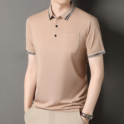 2026夏季新款男士polo衫冰丝翻领短袖男T恤透气薄款中老年爸爸装