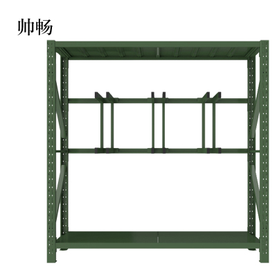 帅畅消防铁锹镐农具摆放架安保装备器材存放架军绿色拆装盾牌货架锹镐架2000*600*2000