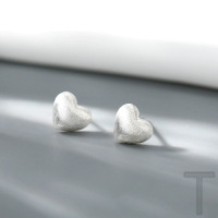 s925纯银爱心拉丝耳钉2023年新款轻奢小众设计高级感复古耳饰耳环送女朋友老婆情人节七夕生日礼物