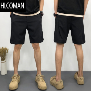 HLCOMAN夏季薄款休闲裤男士宽松垂感三分裤痞帅沙滩五分运动裤条纹短裤男