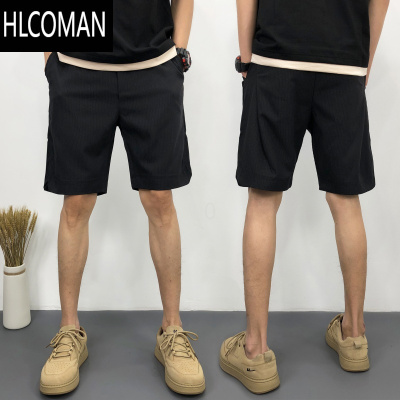 HLCOMAN夏季薄款休闲裤男士宽松垂感三分裤痞帅沙滩五分运动裤条纹短裤男