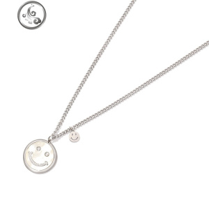 笑脸钛钢项链女欧美冷淡风长款毛衣链日韩微笑吊坠衣服装饰品 JiMi 银色