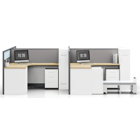 臻远ZYGW-130屏风工作卡位职员桌办公桌含拉床储物衣柜 干型四人位