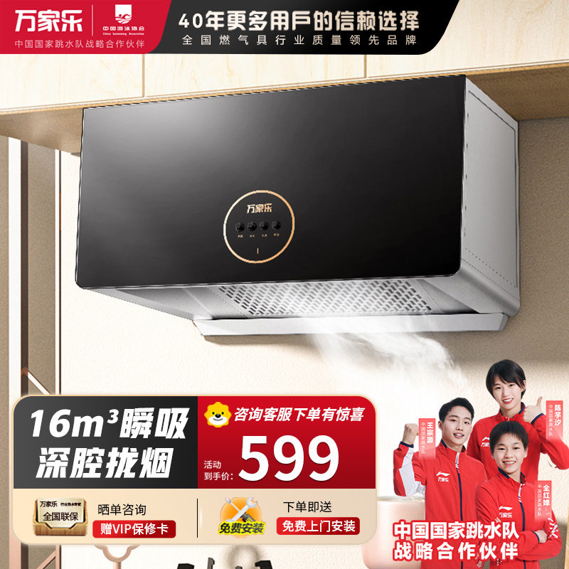 万家乐抽油烟机 中式吸油烟机家用小尺寸16m³/min大吸力油烟机深腔拢烟一级能效钢化玻璃面板CXW-260-TAZ1