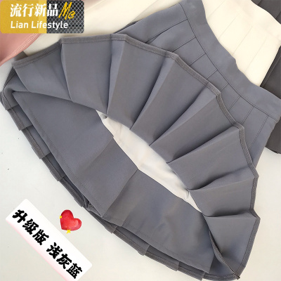 暖青汇jk百褶裙春夏女a字黑色大码毛呢格子短裙胖mm新款高腰显瘦学生潮半身裙