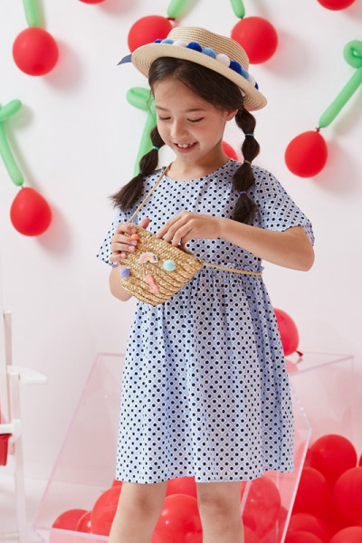 [1件5折价:90]moomoo童装女童裙子夏季新款休闲几何女中童连衣裙