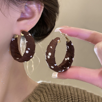 美拉德波点耳圈耳环轻奢高级感夸张耳钉气质大气显脸小精致耳饰女送女朋友老婆情人节七夕生日礼物