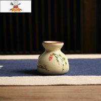 日式复古牙签盒烟灰缸创意家用客厅茶几陶瓷烟灰缸牙签筒套装 敬平 田园布袋牙签筒