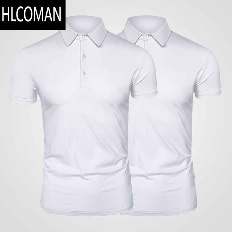 HLCOMAN莫代尔棉polo衫男短袖t恤冰丝翻领打底衫夏季纯色半袖体恤上衣服