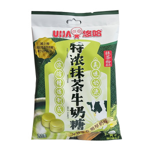 悠哈特浓抹茶牛奶糖袋装103g减少糖婚庆结婚喜糖休闲零食品