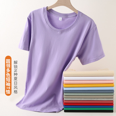 2026夏季新款短袖T恤女棉180克圆领正肩T恤女男女同款大码ins潮_509