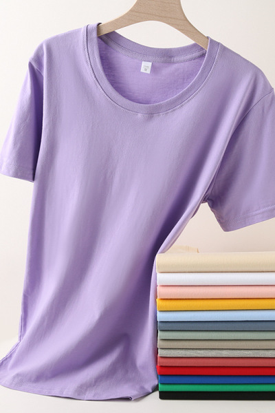 2026夏季新款短袖T恤女棉180克圆领正肩T恤女男女同款大码ins潮