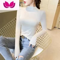 七斓早秋黑色莫代尔半高领打底衫女内搭洋气长袖t恤百搭薄款上衣