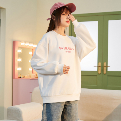 [200元任选3件]唐狮秋季新款女卫衣圆领宽松字母上衣卡通图案oversize外套