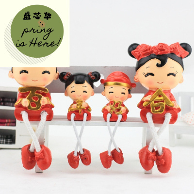 新款一家四口吊脚娃娃百年好合新郎新娘摆件树脂工艺结婚礼物创意礼品惠恩HuiEn其他