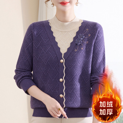 新款妈妈秋冬装打底衫上衣服中老年女装冬季短款毛衣打底衫