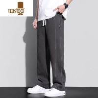 YANXU简约直筒卫裤男士2023新款潮牌高街阔腿裤休闲运动长裤子男