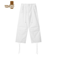 YANXUNECOYEP2023潮流工装裤抽绳高街男女休闲设计感束脚直筒阔腿长裤