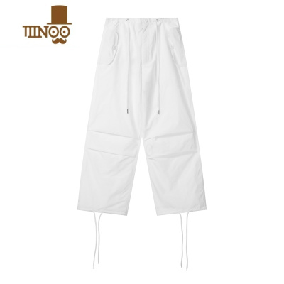 YANXUNECOYEP2023潮流工装裤抽绳高街男女休闲设计感束脚直筒阔腿长裤