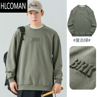 HLCOMAN卫衣男宽松休闲无帽上衣套装印花圆领长袖T恤潮