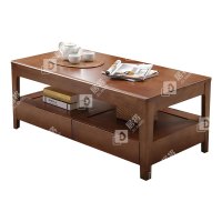 居将 JJ4031144 实木长茶几带抽屉桌子 胡桃色