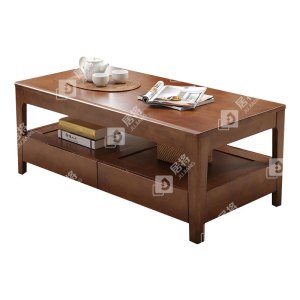 居将 JJ4031144 实木长茶几带抽屉桌子 胡桃色