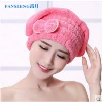韩国加厚干发帽吸水速干日本成人女浴帽擦头发创意包头巾通用 三维工匠 蝴蝶结紫色