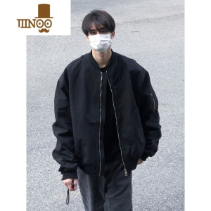 YANXU黑色外套男潮牌痞帅炸街棒球服飞行夹克美式复古休闲港风褂子