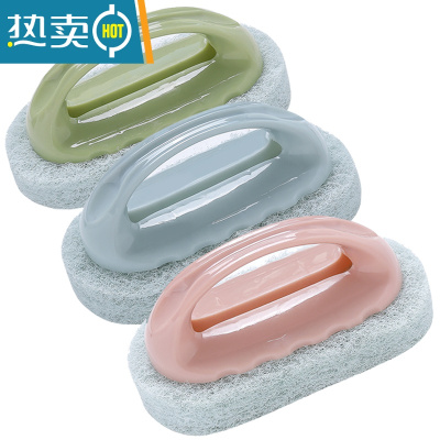 敬平家用刷子清洁刷去污厨房带手柄洗锅洗碗刷魔力刷瓷砖浴缸刷 混合色(3个装)