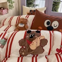 饼干熊全棉四件套卡通可爱儿童纯棉被套床单人宿舍床上用品三件套