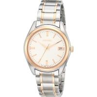 SEIKO银色玫瑰金表盘石英女表轻奢腕表简约时尚