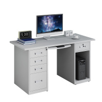 帅畅钢制桌子办公桌铁皮桌电脑桌五斗一空1.4m