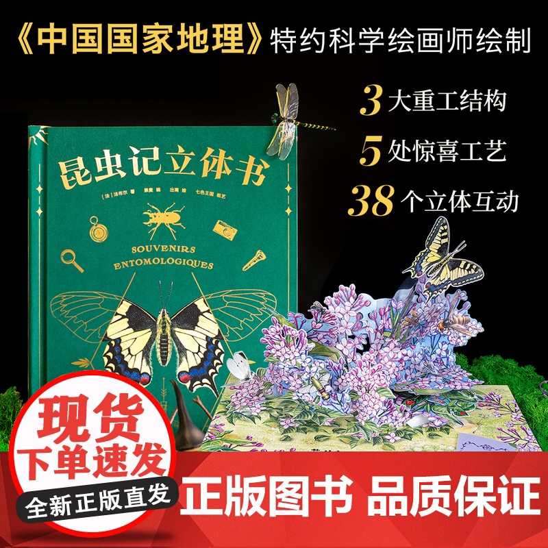 昆虫记 立体书 让亨利·法布尔 编 50个昆虫上百个知识点 《中国国家地理》特约插画师出离绘制 专业昆虫学者三蝶纪审读