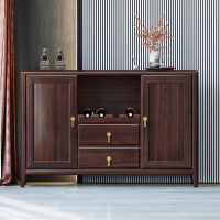 青木川 乌金木餐边柜实木客厅家用餐厅小户型茶水柜酒柜一体靠墙碗柜备餐柜收纳储物柜矮柜立柜玄关门厅柜简约现代轻奢中式