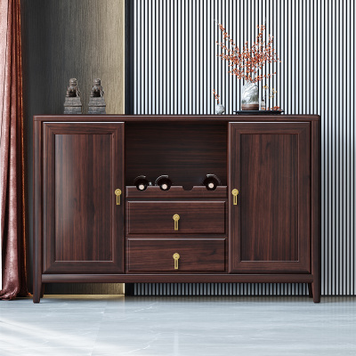 青木川 乌金木餐边柜实木客厅家用餐厅小户型茶水柜酒柜一体靠墙碗柜备餐柜收纳储物柜矮柜立柜玄关门厅柜简约现代轻奢中式
