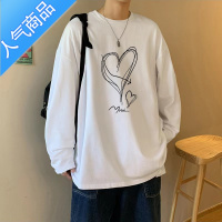 喻娄美式长袖T恤男生秋季ins潮牌宽松oversize情侣百搭潮流上衣服