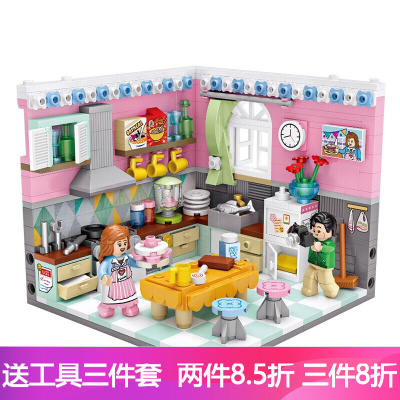 LOZ建筑街景室内转角场景系列小颗粒拼装积木玩具成人拼插创意1903厨房（561pcs）