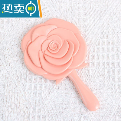 敬平尼家 欧式立体玫瑰花朵小号化妆镜手持补妆镜学生便携随身小镜子 玫瑰花便携式用镜